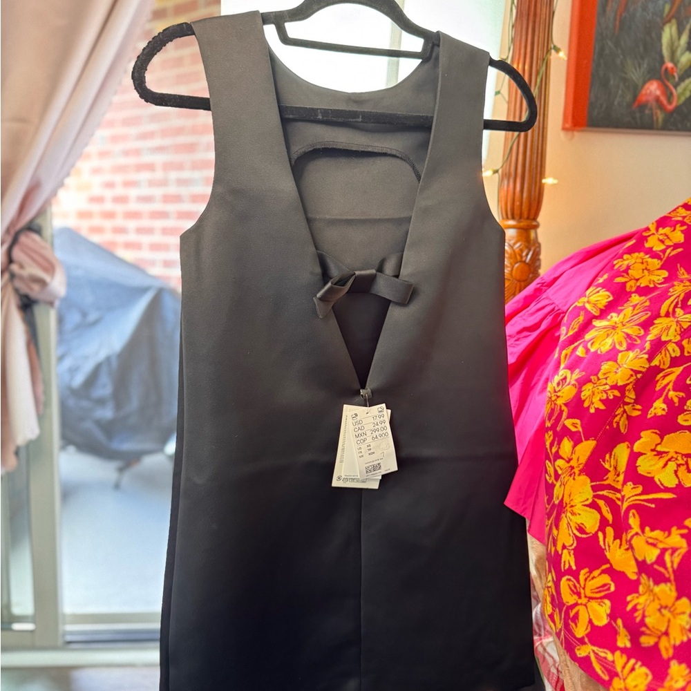 Elegant Black  Tuxedo Sleeveless Dress
